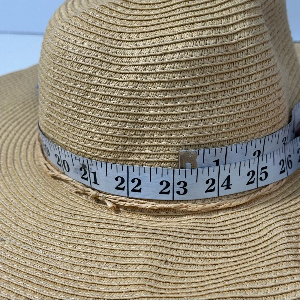 C.C Exclusives Stylish Tan Wide-Brim Hat colorful Tassel Accents Beach Vacation